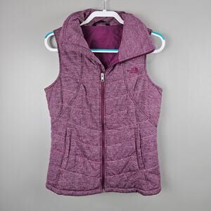 The North Face Women’s Pseudio Puffer Vest Heather Dark Berry Stripe Size Medium